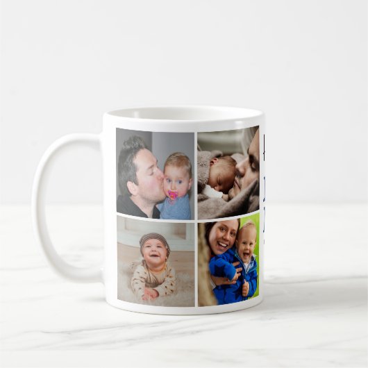 Happy First Vaderdag New Dad 5 Photo Collage Koffiemok (Links)