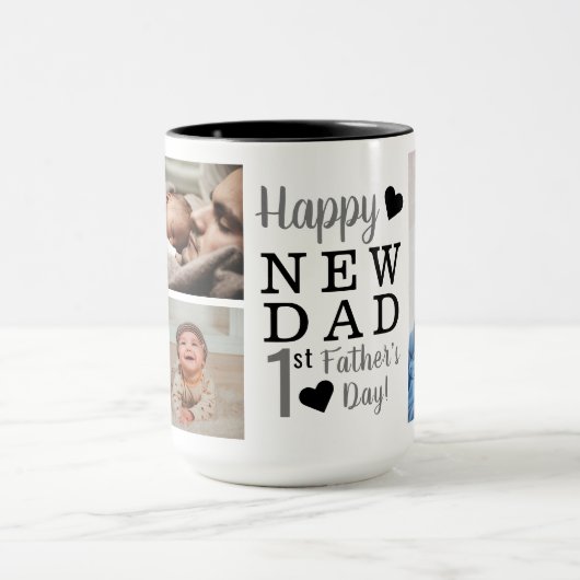 Happy First Vaderdag New Dad 5 Photo Collage   Mok (Midden)