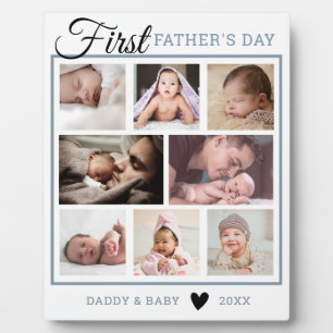 Happy First Vaderdag New Dad 8 Photo Collage Fotoplaat