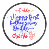 Happy First Vaderdag Papa | Hockey Puck (Voorkant)