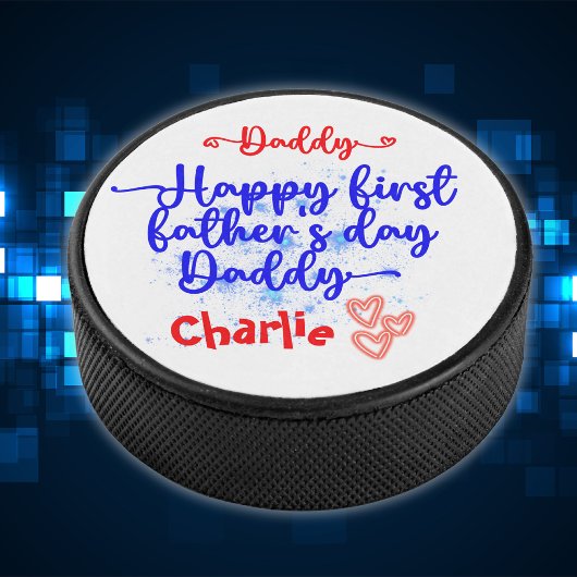 Happy First Vaderdag Papa | Hockey Puck
