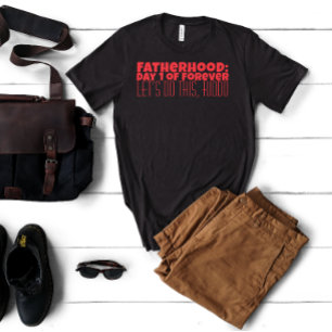 Happy First Vaderdag rode letter humor T-shirt