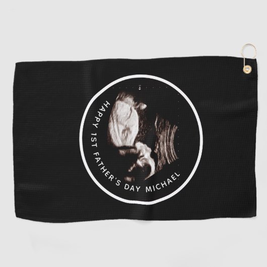 Happy First Vaderdag Sonogram Golfhanddoek (Horizontaal)