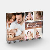 Happy First Vaderdag Wood 5 Afbeelding Collage Fotoblokken (Links)
