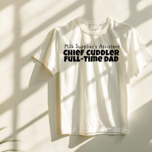 Happy First Vaderdag zwarte witte letter humor T-shirt