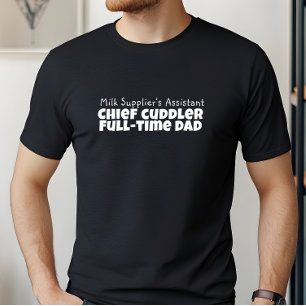 Happy First Vaderdag zwarte witte letter humor T-shirt