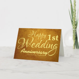 Happy First Wedding Jubileum voor mijn man Kaart