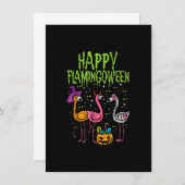 Happy Flamingbetween Scary Flamingos Funny Hallowe Kaart (Voorkant / Achterkant)