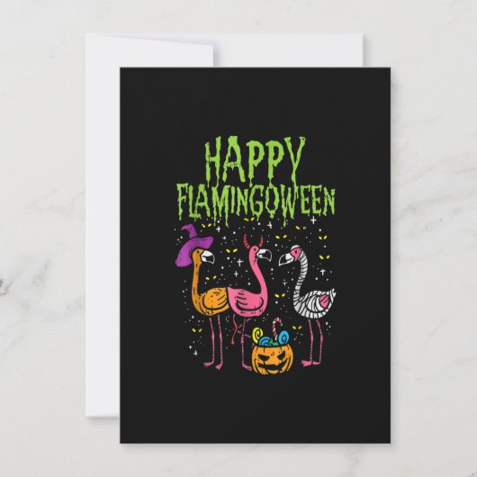 Happy Flamingbetween Scary Flamingos Funny Hallowe Kaart (Voorkant)