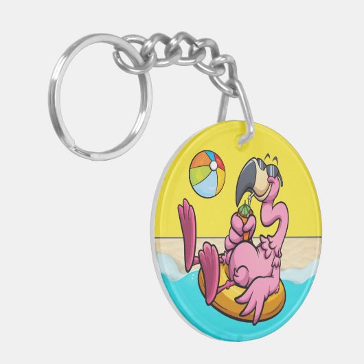 Happy Flamingo SEE BACK Sleutelhanger (Voorkant Links)