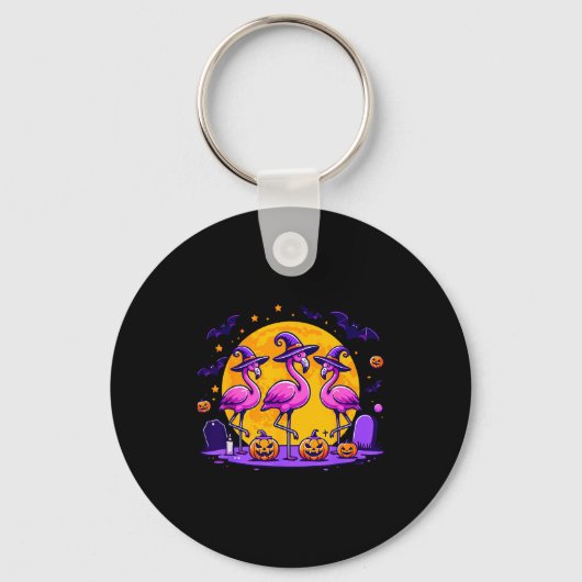 Happy Flamingoween Funny Flamingo Halloween Costum Sleutelhanger (Voorkant)