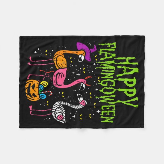 Happy Flamingoween Y Flamingos Funny Halloween Cos Fleece Deken (Voorkant (Horizontaal))