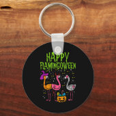 Happy Flamingoween Y Flamingos Funny Halloween Cos Sleutelhanger (Voorkant)