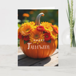 Happy FLOWEEN Blank Inside Waterverf Pompoen Kaart