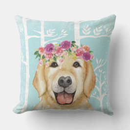 Happy Flower Animal in Blue Forest-Dog-Retriever Kussen
