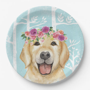 Happy Flower Animal in Blue Forest-Dog-Retriever Papieren Bordje