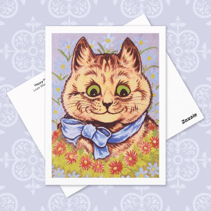 Happy Flower Cat Louis Wain Briefkaart