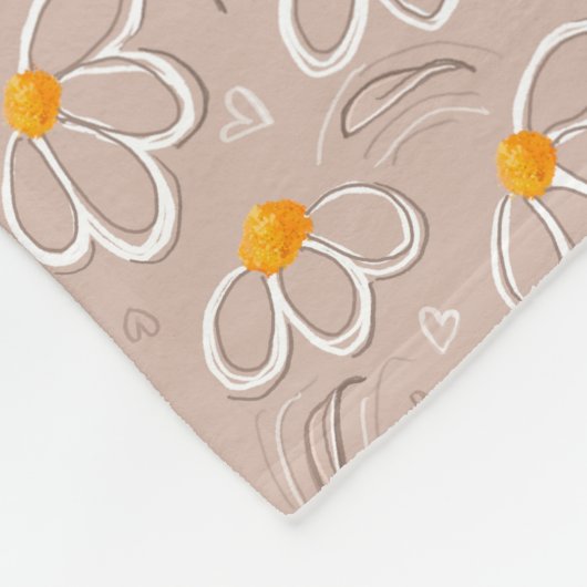 Happy Flower Doodles Fleece Deken (Hoek)