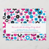 Happy Flower Party Kaart (Voorkant / Achterkant)
