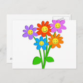 Happy Flowers Briefkaart (Voorkant / Achterkant)