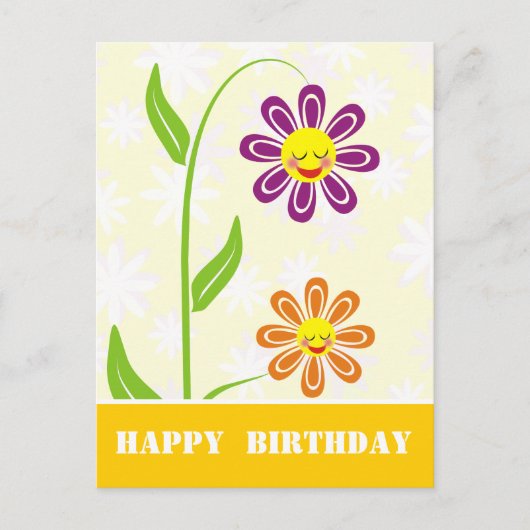 Happy Flowers Happy Birthday Briefkaarten (Voorkant)