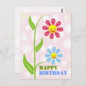 Happy Flowers Happy Birthday Briefkaarten (Voorkant / Achterkant)