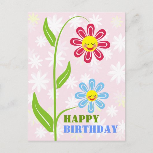 Happy Flowers Happy Birthday Briefkaarten (Voorkant)