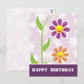 Happy Flowers Happy Birthday Briefkaarten (Voorkant / Achterkant)
