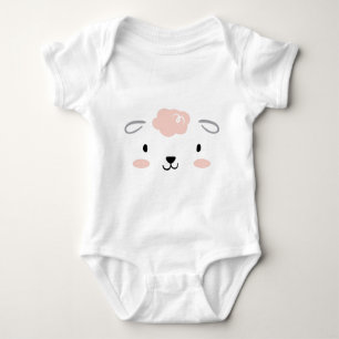 Happy Fluffy Pink Baby Sheep Face Romper