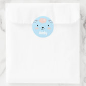 Happy Fluffy Pink Baby Sheep Face Ronde Sticker (Tas)