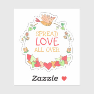 Happy Flying Bird Spread Love Over Cute Sticker