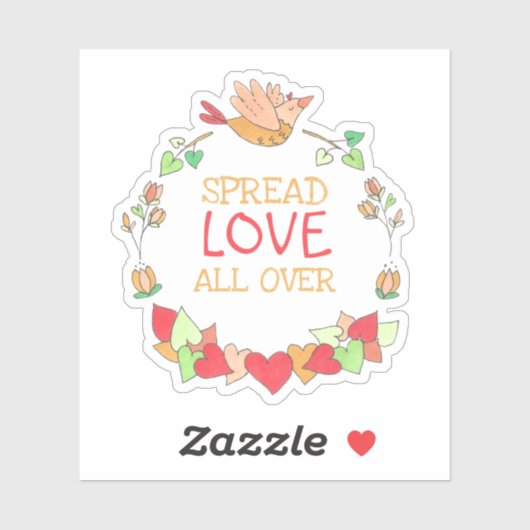 Happy Flying Bird Spread Love Over Cute Sticker (Vel)