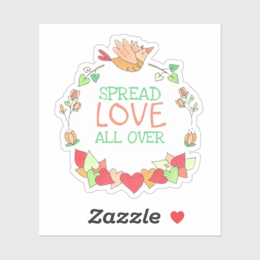 Happy Flying Bird Verspreid liefde over Schattige Sticker (Vel)