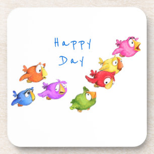 Happy Flying Birds Dessous de verre - Texte person