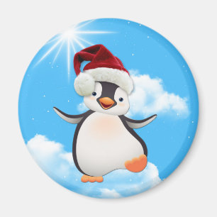 Happy Flying Penguin met een Santa-pet Magneet