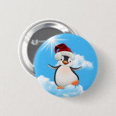 Happy Flying Penguins & Santa-pet Ronde Button 5,7 Cm (Voorkant /achterkant)