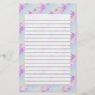 Happy Flying Witch Bright Pastel Rainbow Pattern Briefpapier
