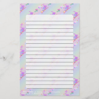 Happy Flying Witch Bright Pastel Rainbow Pattern Briefpapier