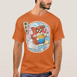 Happy Fo Eating Ramen Surfing Japanese Wave Anime T-shirt
