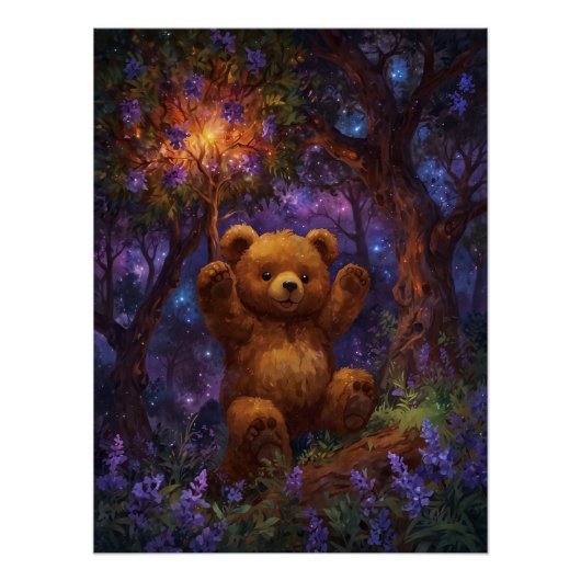 Happy Forest Teddy Bear Art Perfect Poster (Voorkant)