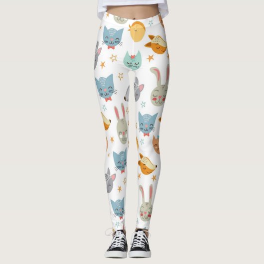 Happy Forrest Animals Pattern Leggings (Voorkant)