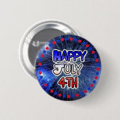 Happy Fourth of Juli Button (Voorkant /achterkant)