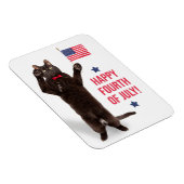 Happy Fourth of Juli Cite Cat Holding Flag Holiday Magneet (Rechterzijde)