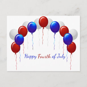 Happy Fourth of Juli Colorful Balloons Briefkaart