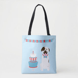 Happy Fourth of Juli Dog Red White Blue Draagtas