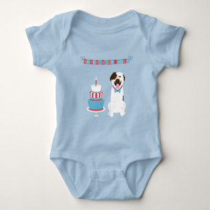 Happy Fourth of Juli Dog Red White Blue Romper