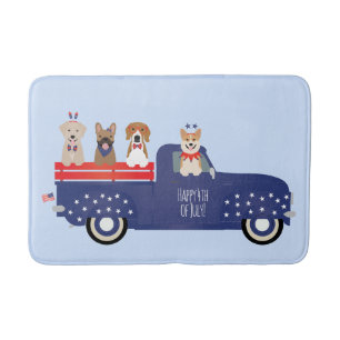 Happy Fourth of Juli Honden Pickup Truck Badmat