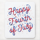 Happy Fourth of Juli Mousepad / White Muismat (Voorkant)