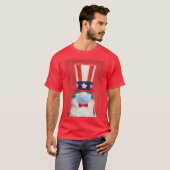 Happy Fourth of Juli Patriotic Cat in Face Mask T-shirt (Voorkant volledig)