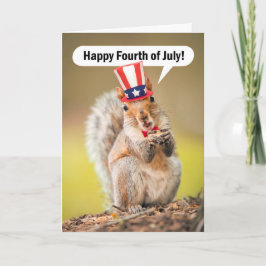 Happy Fourth of Juli Squirrel in Patriotic Pet Feestdagen Kaart